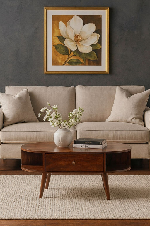 Oval Coffee Table With 1 Drawer - Chestnut Artisan Furniture
