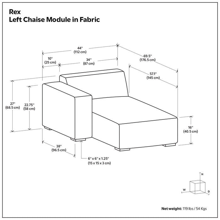 Rex - Chaise Sofa Module Simpli-Home