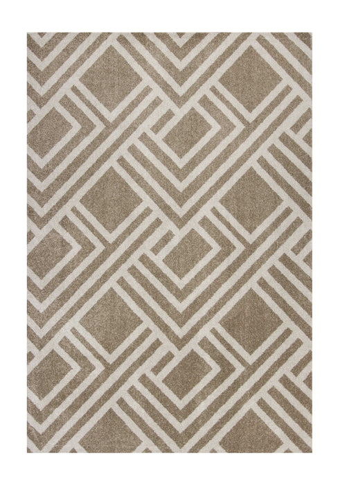 8' X 11' Machine Woven UV Treated Geometric Indoor / Outdoor Area Rug - Beige