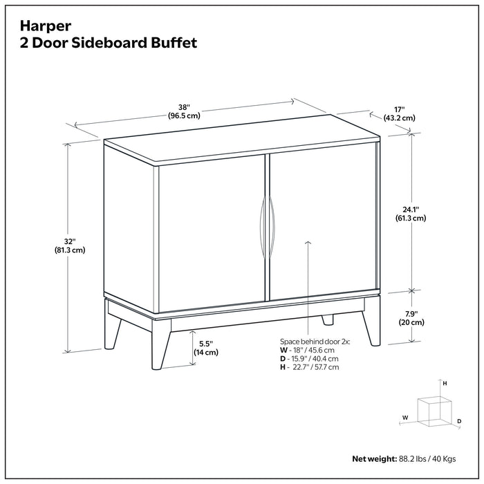 Harper - 2 Door Sideboard Buffet - Walnut Brown Simpli-Home