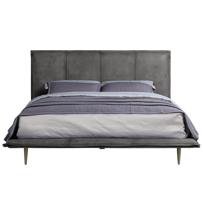 Metis - Eastern King Bed - Gray Top Grain Leather