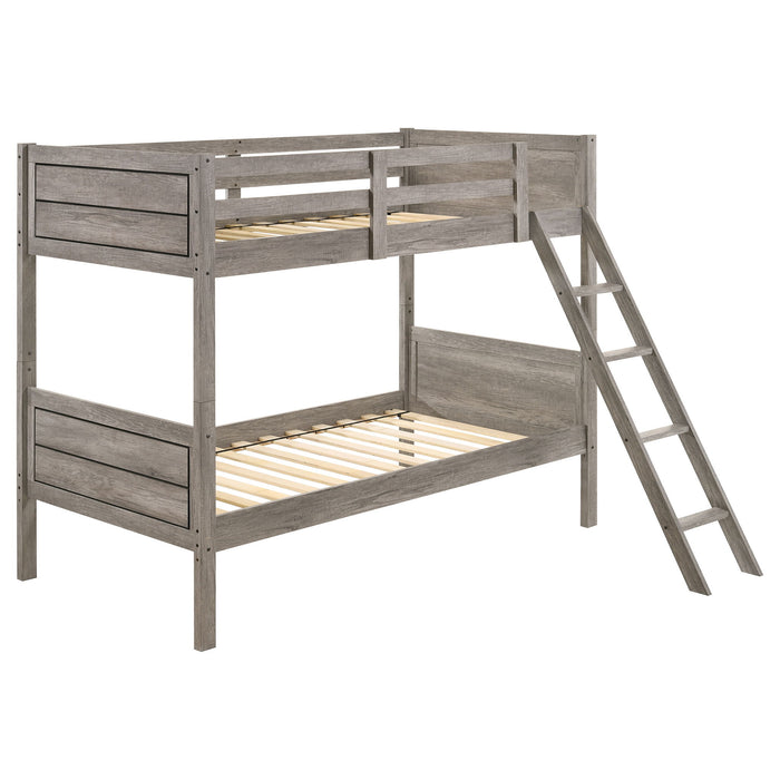 Brenton - Twin Over Twin Bunk Bed With Ladder - Taupe Furniture Max