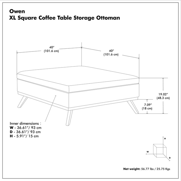 Owen - Multifunctional Square Coffee Table Storage Ottoman Simpli-Home