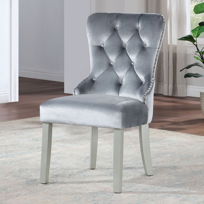 Upholstered Wingback Dining Chair (Set of 2) - Dark Gray / Silver Home Essentials