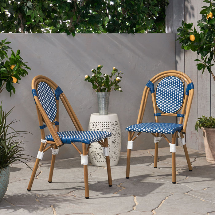 Outdoor Rattan And Aluminum French Bistro Chair Set