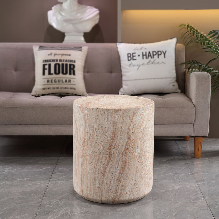 Tall Cylindrical Accent Coffee Table In - Beige / Yellow Home Essentials