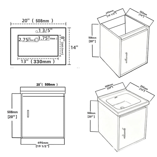 20" Floating Bathroom Vanity Combo With Sink, Soft Close Doors, Wall Mounted Solid Cabinet - Golden Oak Home Essentials