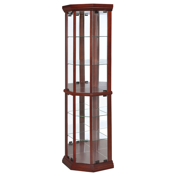Jacob - 6 Shelf Curio Display Cabinet - Red / Brown Furniture Max