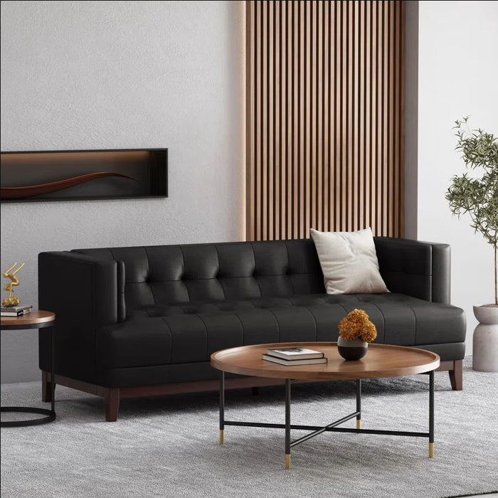 3 Seater Sofa - Black - Faux Leather / PU