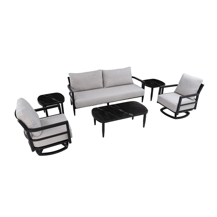 6 Piece Outdoor Conversation Set With Swivel Chairs - Ember Black Life Outside