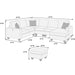 5 Piece Sectional Set With USB Port Left Arm Loveseat Chaise Right Arm Loveseat Corner Wedge Armless Chair Ottoman Upholstered - Black / Slate Home Essentials