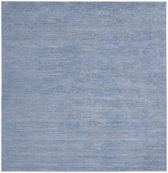 7' X 7' Square Striped Non Skid Indoor / Outdoor Area Rug - Blue / Gray