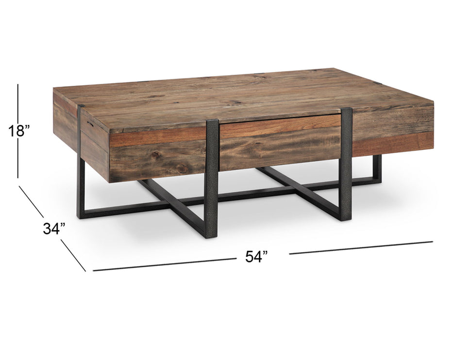 Prescott - Modern Reclaimed Wood Rectangular Cocktail Table - Rustic Honey Magnussen Furniture