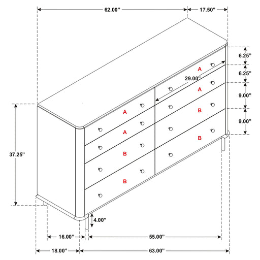 Stevie - Rectangular 8 Dresser - Sand Furniture Max