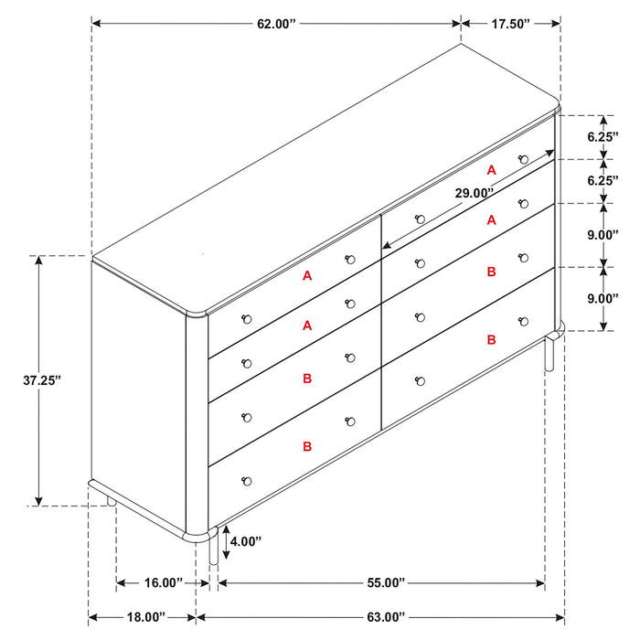 Stevie - Rectangular 8 Dresser - Sand Furniture Max