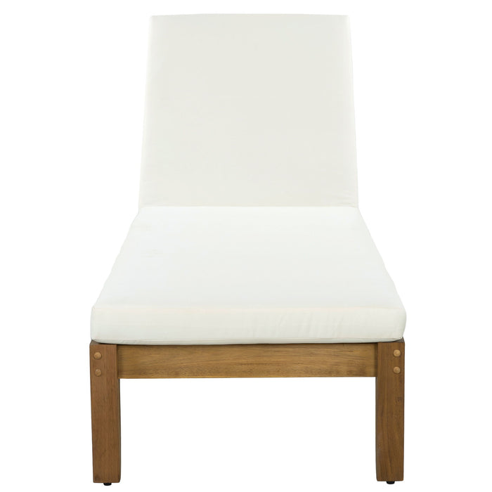 Adjustable Outdoor Patio Lounge Chair Chaise Lounge - Beige / Natural Hearth and Haven