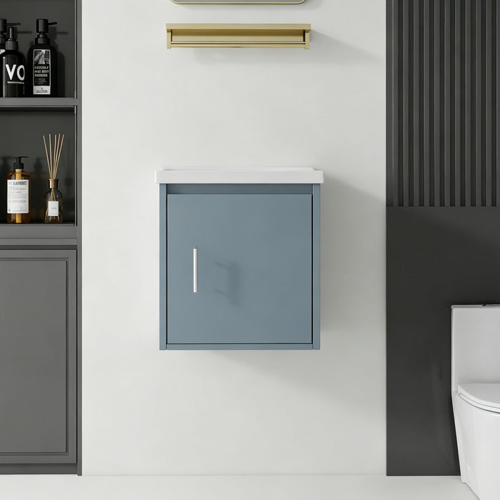 Floating Bathroom Vanity Combo, Wall Mounted Cabinet With Sink & Soft Close Doors For Small Bathrooms Home Essentials