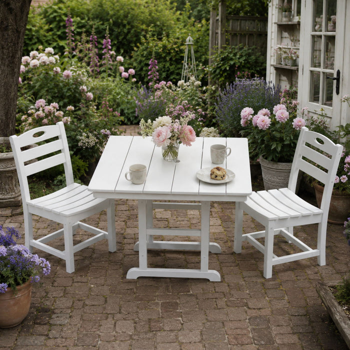 Outdoor Patio Dining Set, Square Table With Umbrella Hole And Armless Chairs Home Essentials