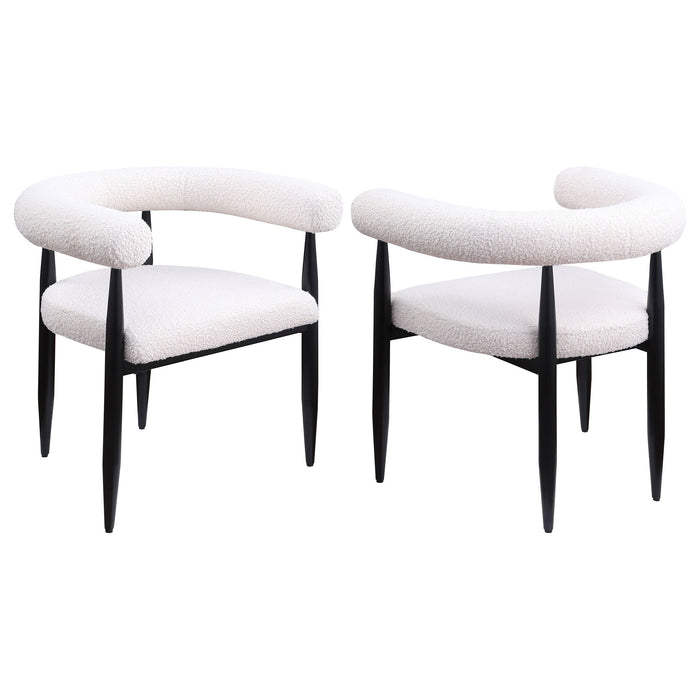 Notting - Upholstered Dining Arm Chair (Set of 2) In And Open C Shaped Backrest - Cream Furniture Max