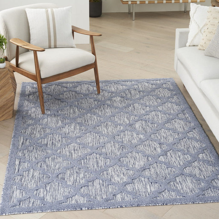 6' X 9' Geometric Flatweave Area Rug - Blue