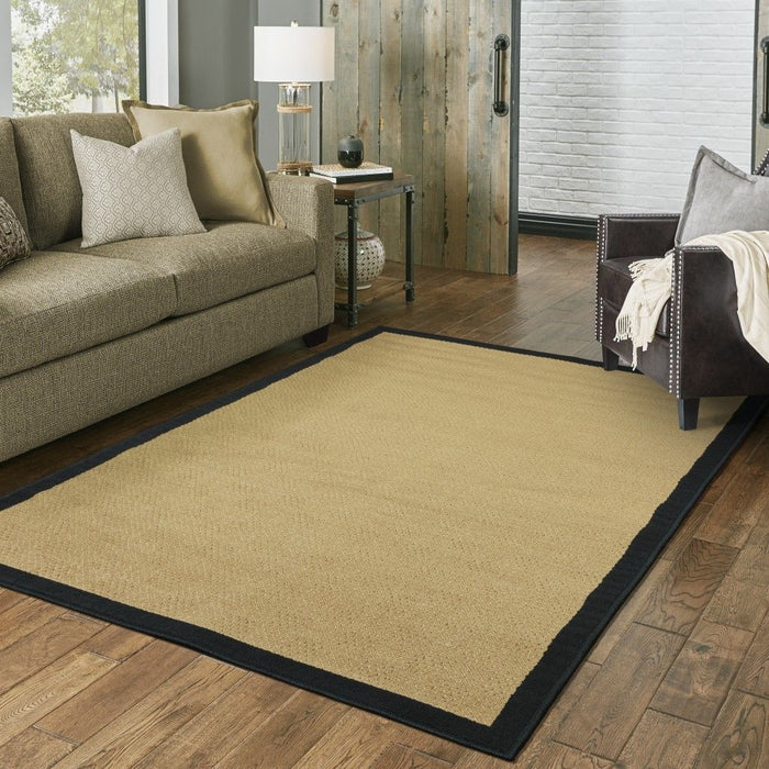 2' X 4' Outdoor / Indoor Area Rug - Beige / Black