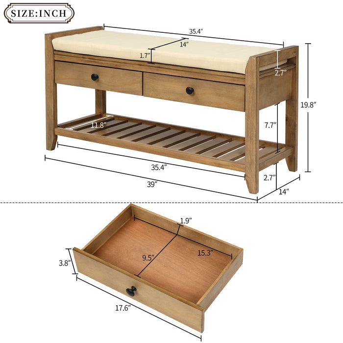 Multipurpose Entryway Shoe Rack With Cushioned Seat And Drawers Hearth and Haven