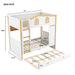 Bunk Bed With House Shaped Guardrails, Storage Shelves, And Trundle Dreamland