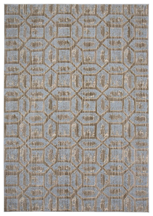 Floral Distressed Stain Resistant Area Rug - Blue Taupe And Ivory - 8' X 11'