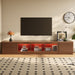 TV Stand With LED Lighting, Soft Closing Hinges, Cable Management - Walnut Hearth and Haven