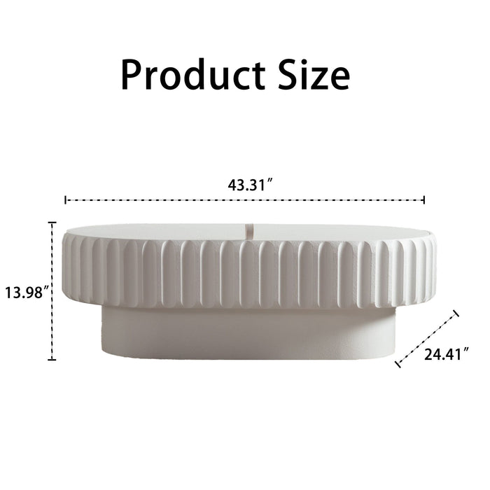Fluted Storage Table With Lift Off Lid - Cream White Home Essentials