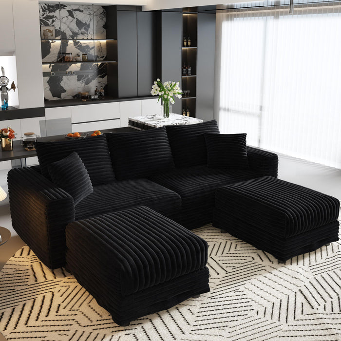 Deep Seat Convertible Sofa With Soft Pillows And Ottomans Home Essentials