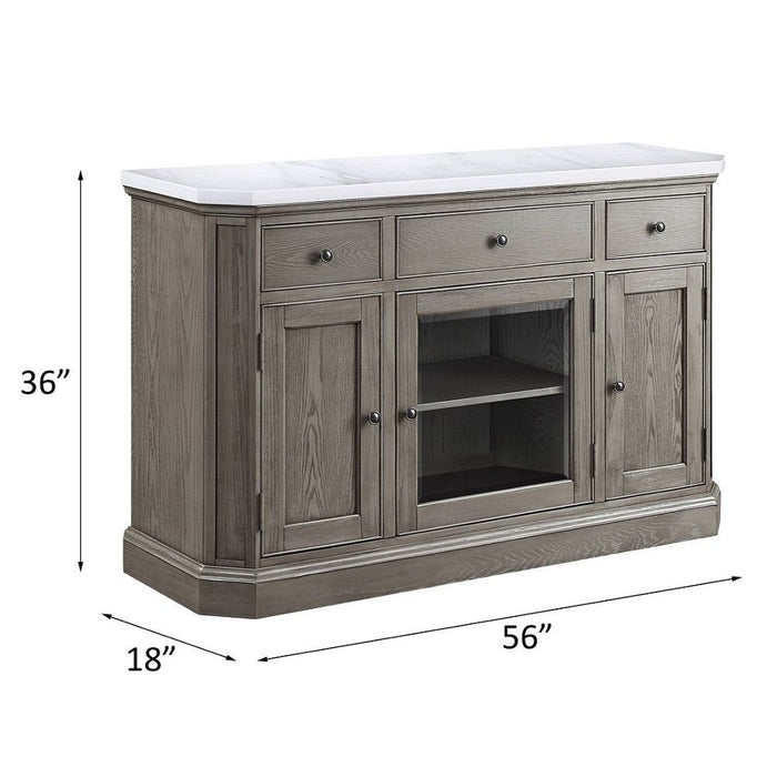 Zumala - Server - Marble Top & Weathered Oak ACME