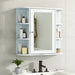 Bathroom Wall Storage Cabinet With Mirror And Adjustable Shelf, 6 Open Shelves Noble House