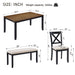 6 Piece Dining Table Set With Bench - Beige / Black / Oak Home Essentials