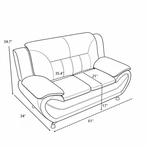 3 Piece Sofa Set, Upholstered Living Room Furniture - Camel US Pride