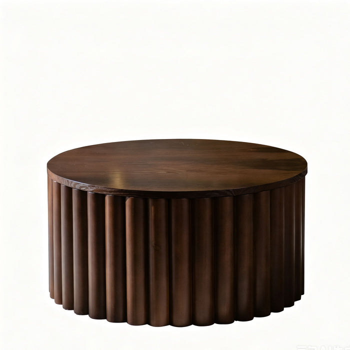 Round Coffee Table With Lift Mechanism For Living Room - Walnut Home Essentials