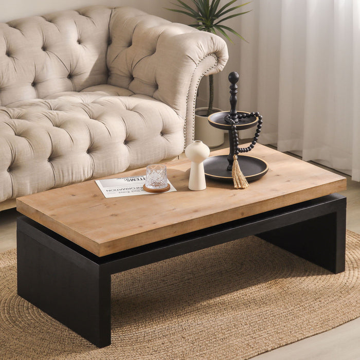 Coffee Table Rectangular Center Table For Living Room - Black / Natural / Multi / Natural Multi / Natural Wood / Natural Wood Wash Home Essentials