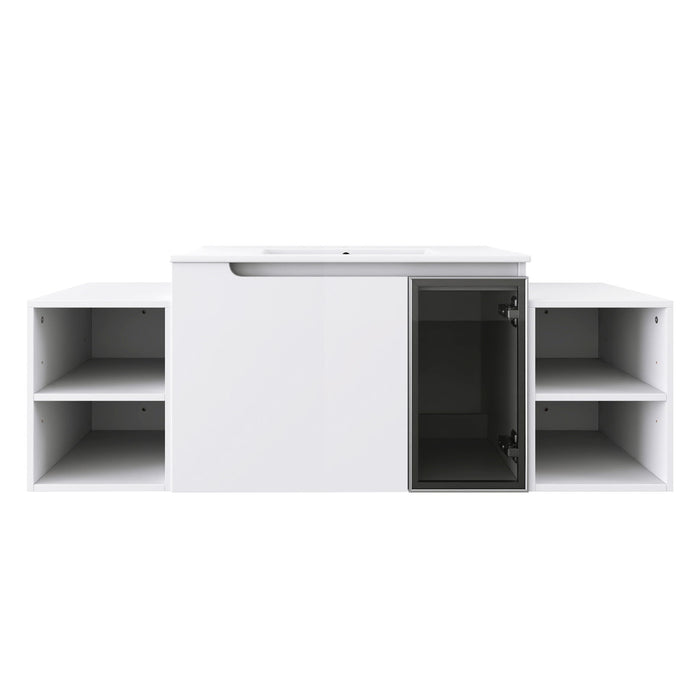 Wall Mounted Bathroom Vanity With Sink, Cabinet & Half Door Home Essentials