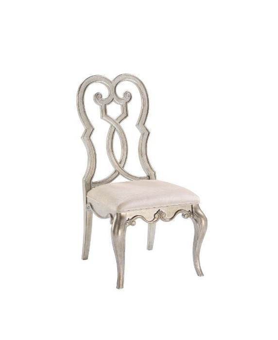 Esteban - Side Chair Set of 2) - Ivory Velvet & Antique Champagne