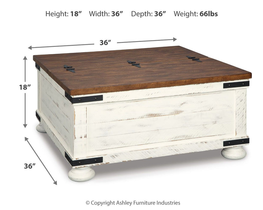 Wystfield - Cocktail Table with Storage - White / Brown Signature Design by Ashley®