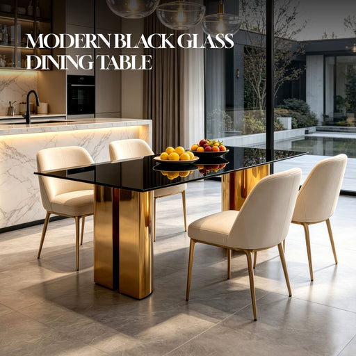 Rectangular Dining Table - Gold / Black Home Essentials