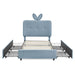 Upholstered Bed With Oversized Rabbit Ear Headboard, LED Lights & 4 Storage Drawers Home Essentials