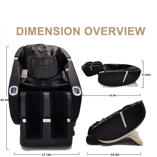SL Type Pulley Guide, 2D Motor-Massage Manipulator-Space Saver Design, Track Sliding Zero Gravity Multifunction Massage Chair - Black Daily Nest