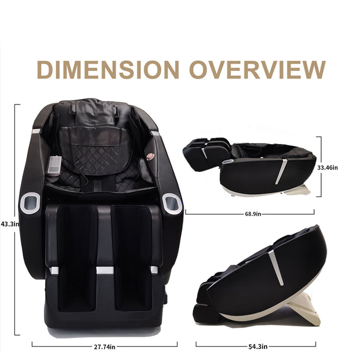 SL Type Pulley Guide, 2D Motor-Massage Manipulator-Space Saver Design, Track Sliding Zero Gravity Multifunction Massage Chair - Black Daily Nest