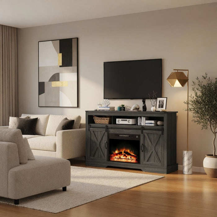 Electric Fireplace Insert Heater With Multicolor Flames, Remote Control - Black Home Essentials