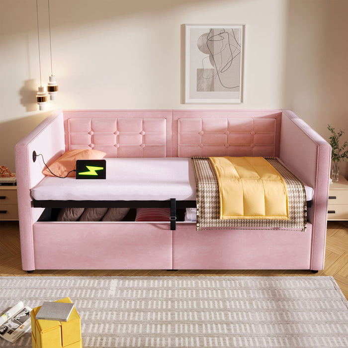 Upholstered Daybed With Hydraulic Storage And USB / Type - C Charging Artistry At Home