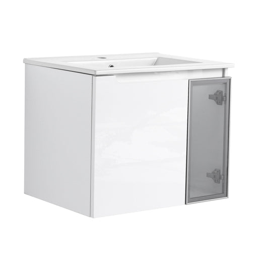 Wall Mounted Bathroom Vanity With Sink, 2 Soft Close Doors, Cabinet & Half Door Home Essentials