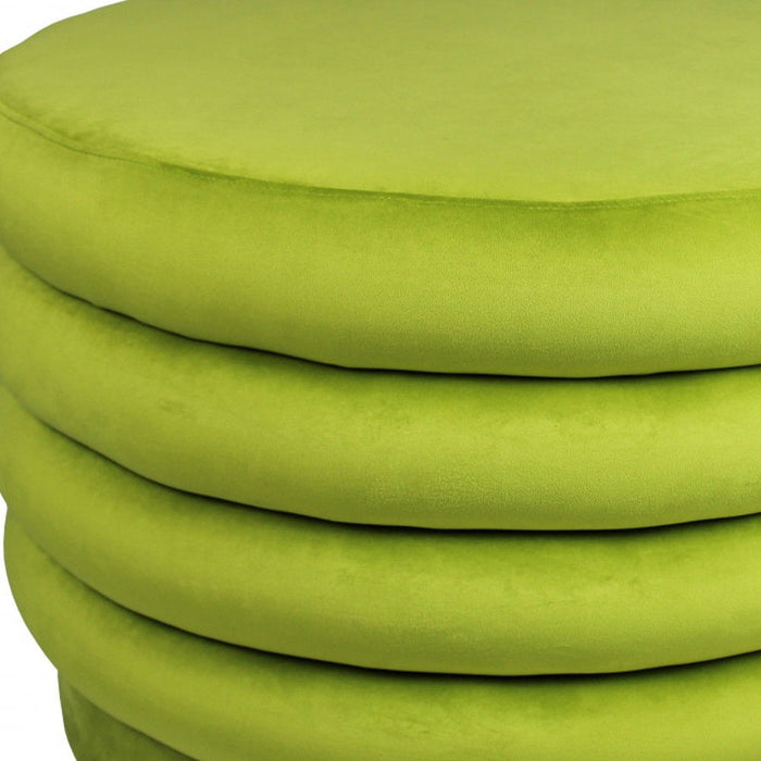 Round Velvet Tufted Cocktail Ottoman - Green