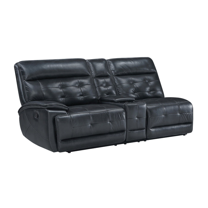 Warner - LAF Console Loveseat With 2 Recliners - Black