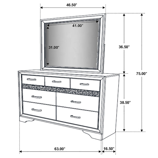 Annie - 7 Drawer Dresser With Mirror - Black Furniture Max